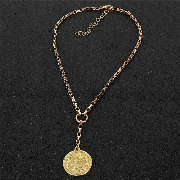 Gold Coin Pendant Charm Necklace - Picture 3 of 8